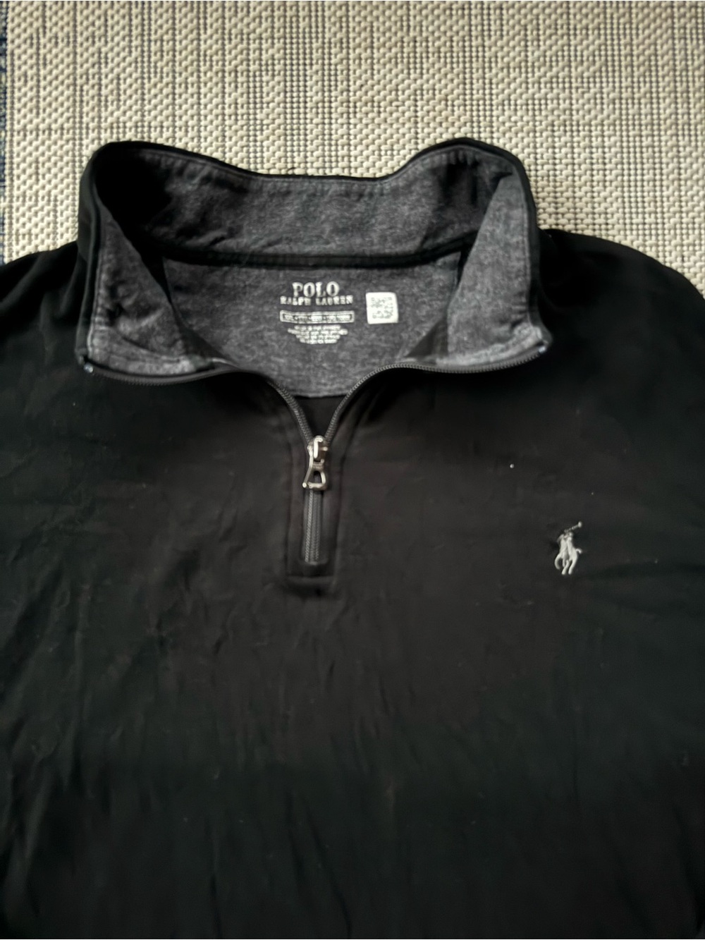 Polo Ralph Lauren Sweater Men's XXL Quarter Zip Pullover Casual Preppy Black
